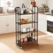 Rustic Brown Wooden Foldable Rolling Cart with Metal Frame and Storage Shelves Suitable to Any Room